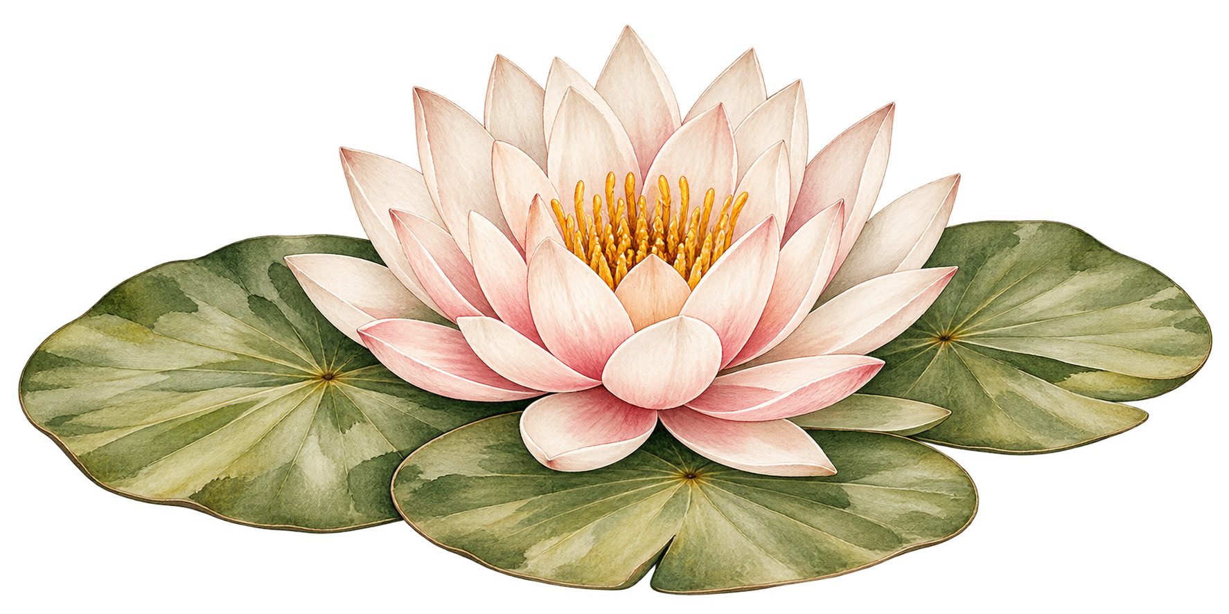 Lily Pad Art’s watercolour water lily floating on green lily pads